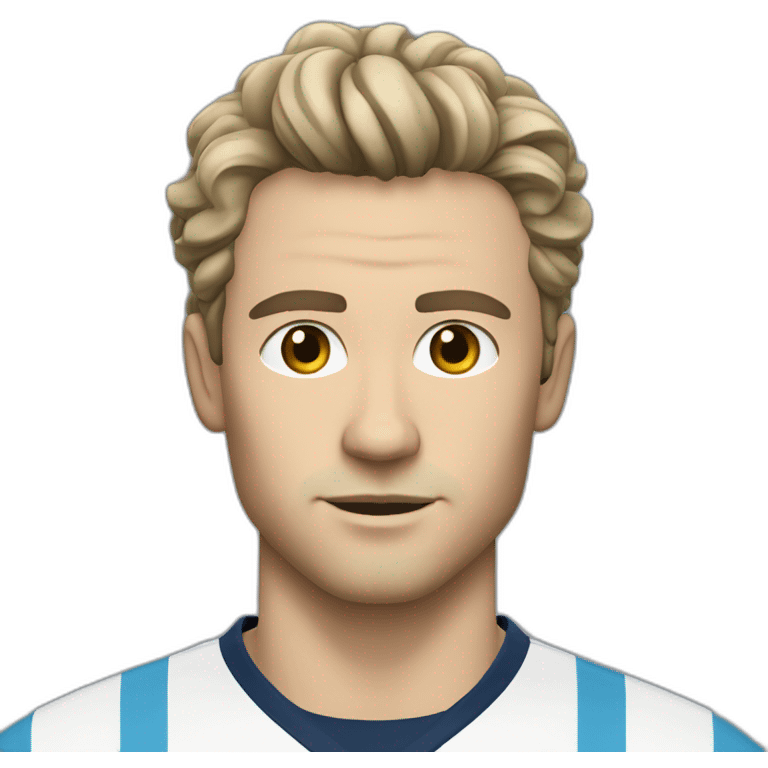 Man with slightly curly and medium-length hair, Marseille football shirt, no beard, without moustache, beige skin, Black Hair  emoji