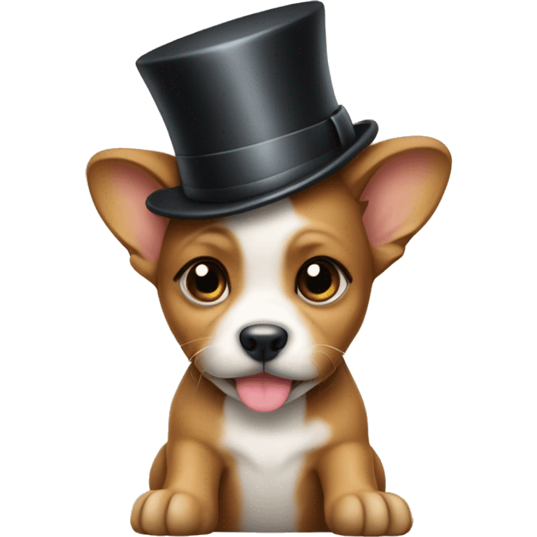 puppy with a top hat emoji