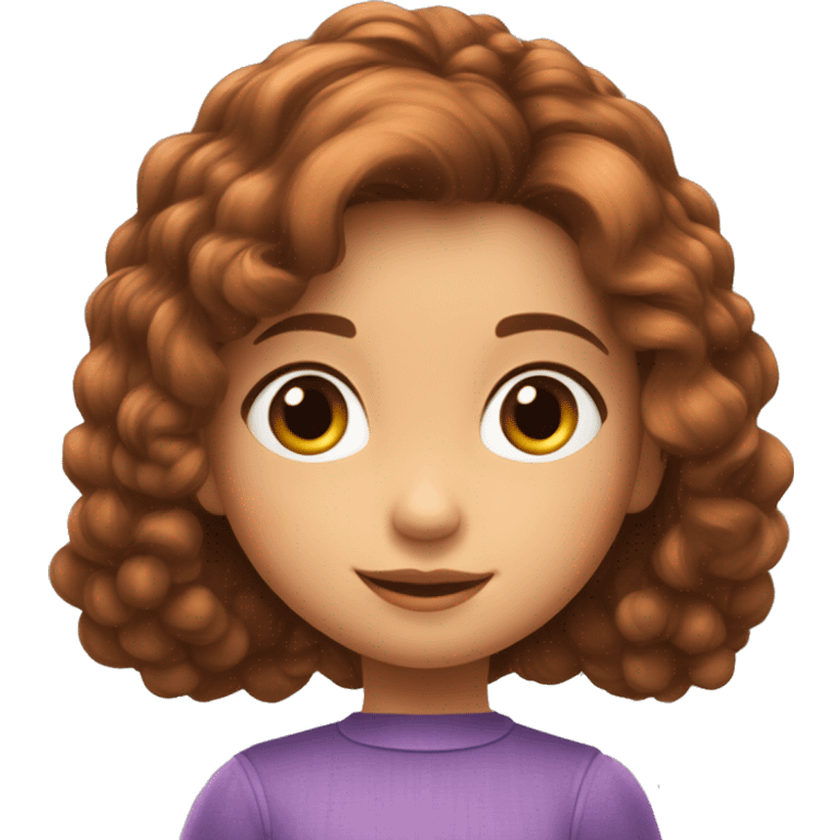 Estilo pixar niña de 8 años  pelo castaño liso puntas rozadas, ojos marrones emoji