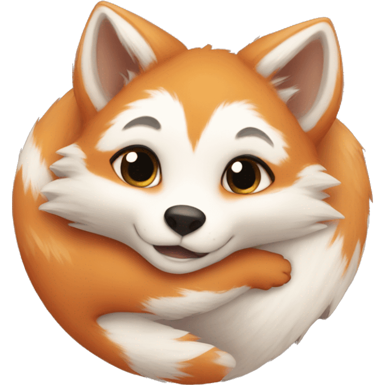 little fox hugging a little white boy emoji