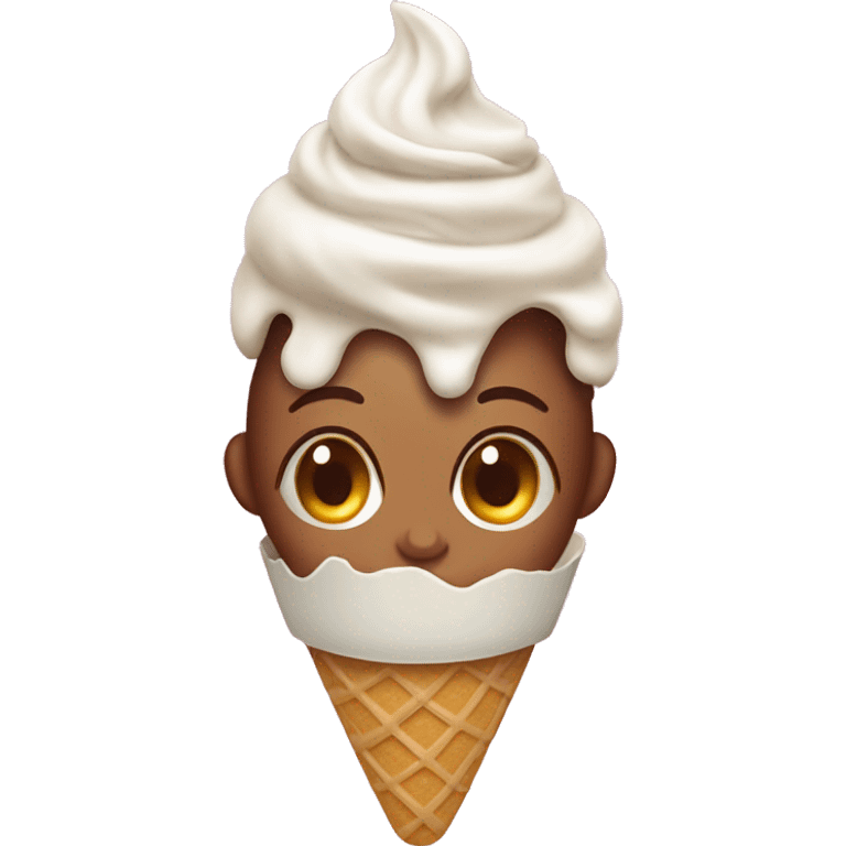 woman head surrounded by ice cream on top of icecream cone emoji