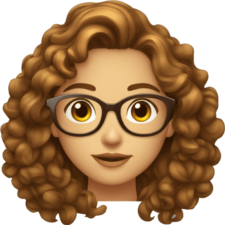 Femme jeune cheveux boucler brun lunette emoji