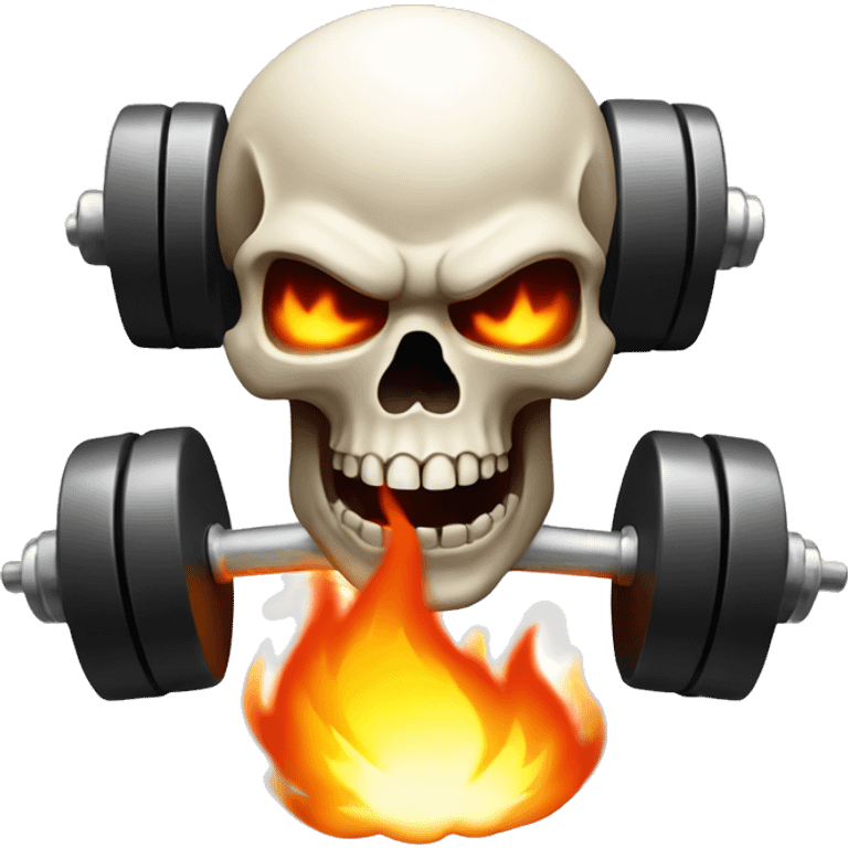 Skull on fire with an dumbell emoji