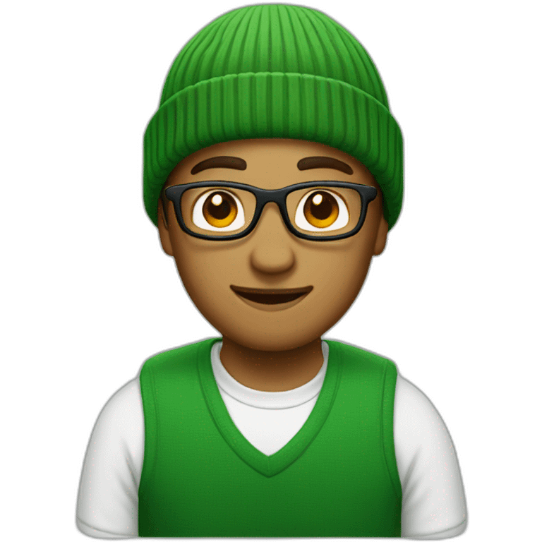 nerd wearing green beanie emoji