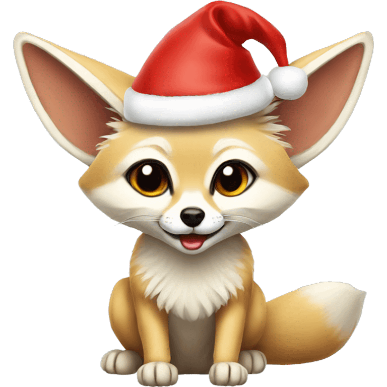 Fennec fox wearing santa hat emoji