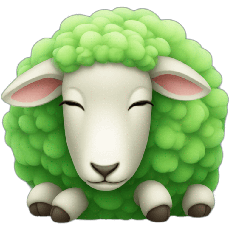 green sheep sleeping emoji