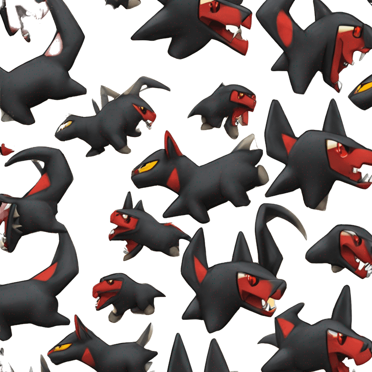 Black Cool Edgy Nargacuga-Houndoom-Garchomp Fakémon  with White and Red and yellow and black Edgy markings emoji