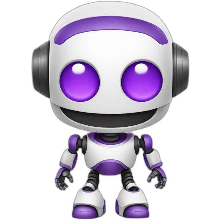 cute helpfull robot white purple emoji