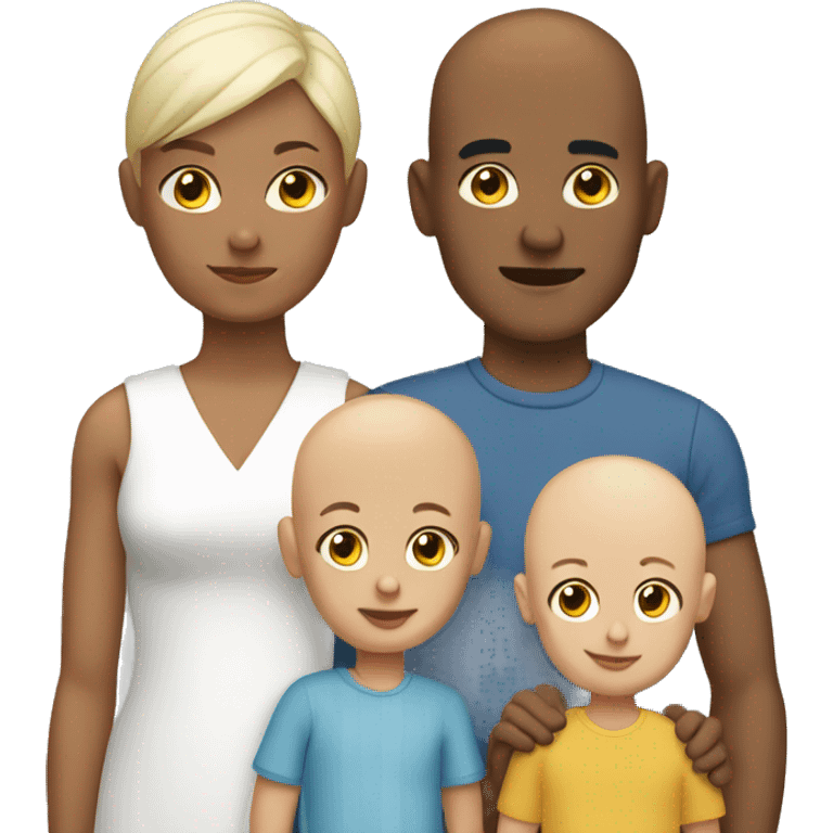 bald family of four, full body emoji