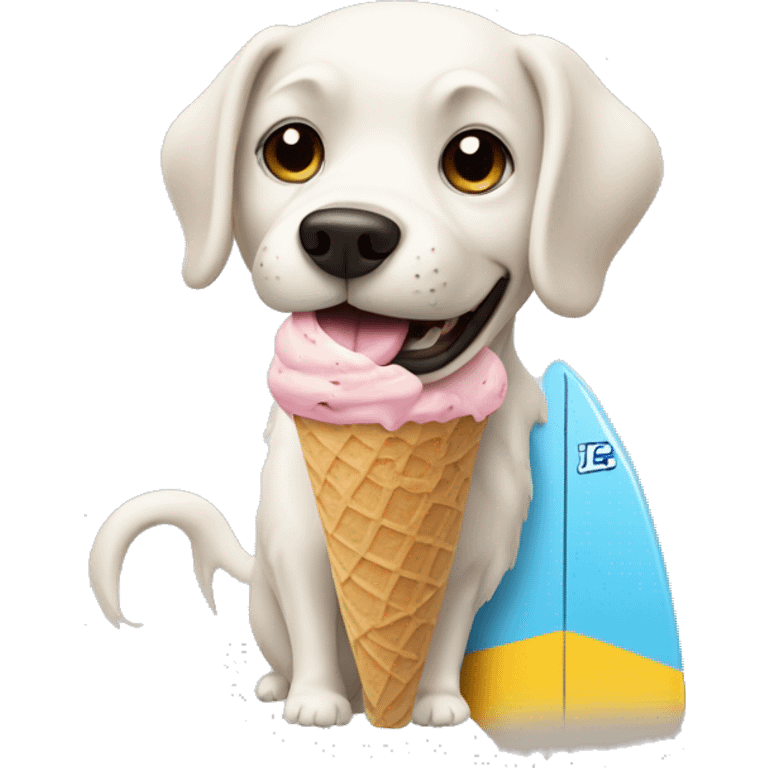 Dog eat ice cream and surfing  emoji