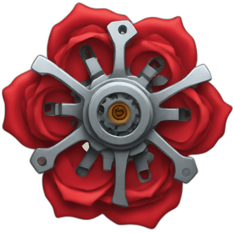 Red Rose in mechanical gear emoji