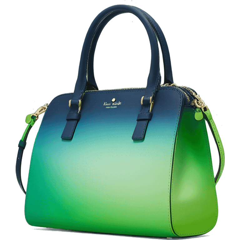 Realistic isolated lime green to navy blue ombre kate spade satchel purse.  emoji