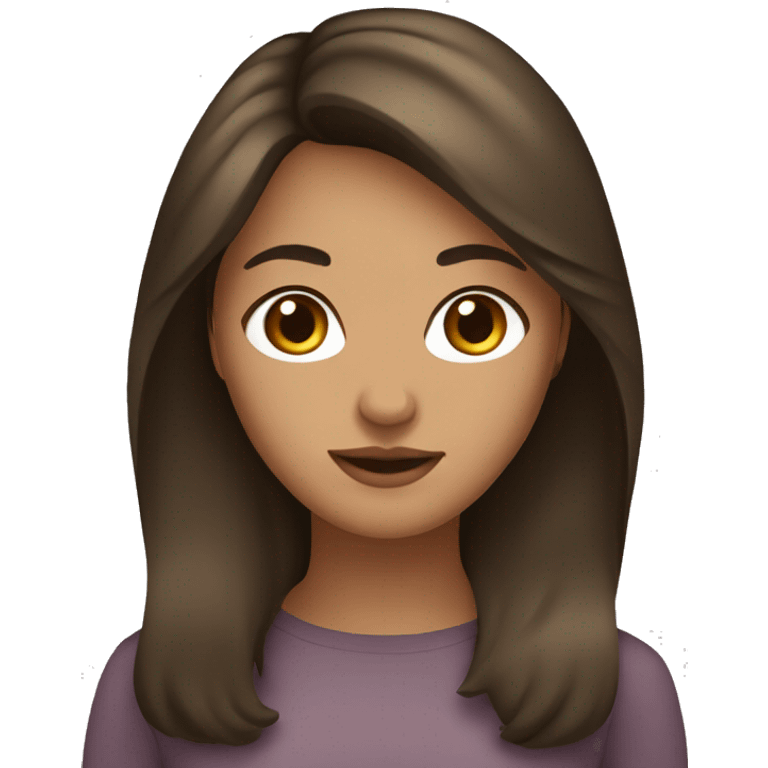 Brown hair, brown eyes, olive skin, woman emoji