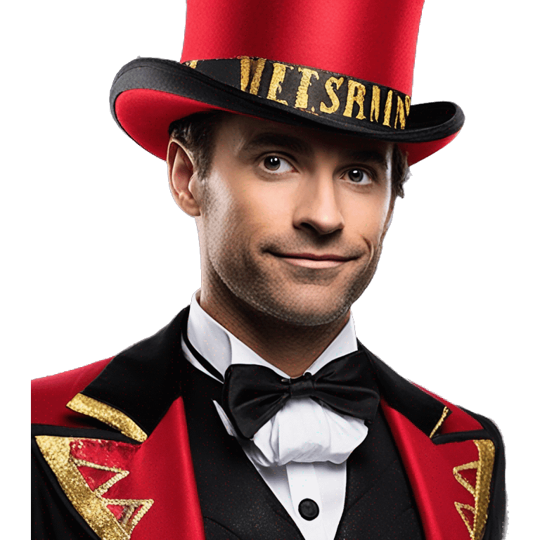 Disney The Greatest Showman Circus Ringmaster Top Hat, Black/Red/Gold, One Size, Wearable Costume  emoji