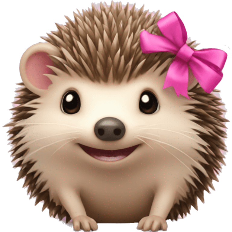 Hedgehog holding a pink bow emoji