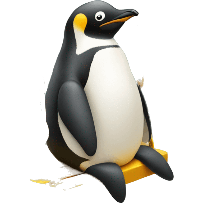 Penguin sitting on a playground swing emoji