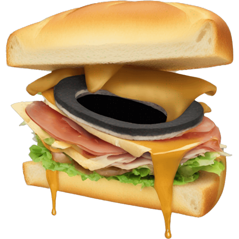 Black hole in hole eating a sandwich  emoji