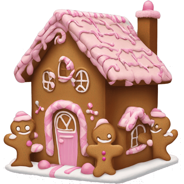 brown and pink gingerbread house emoji