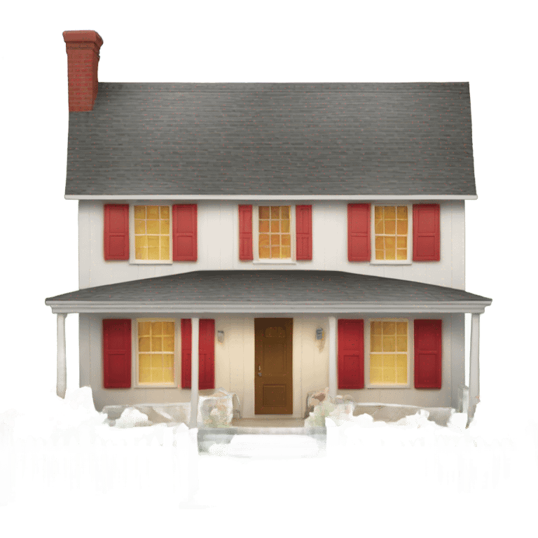 One story cottage with red shutters and a porch emoji