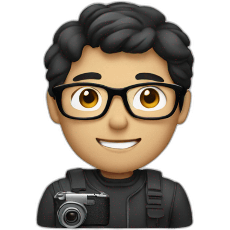 A guy with short black hair, black glasses and a camera emoji