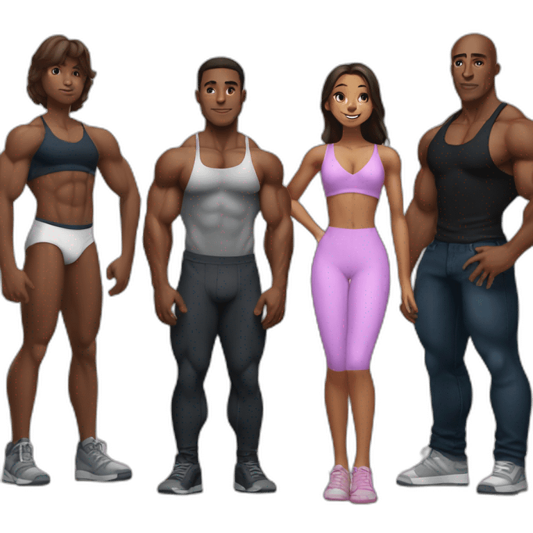 A very short girl next to 4 black bodybuilder boys emoji