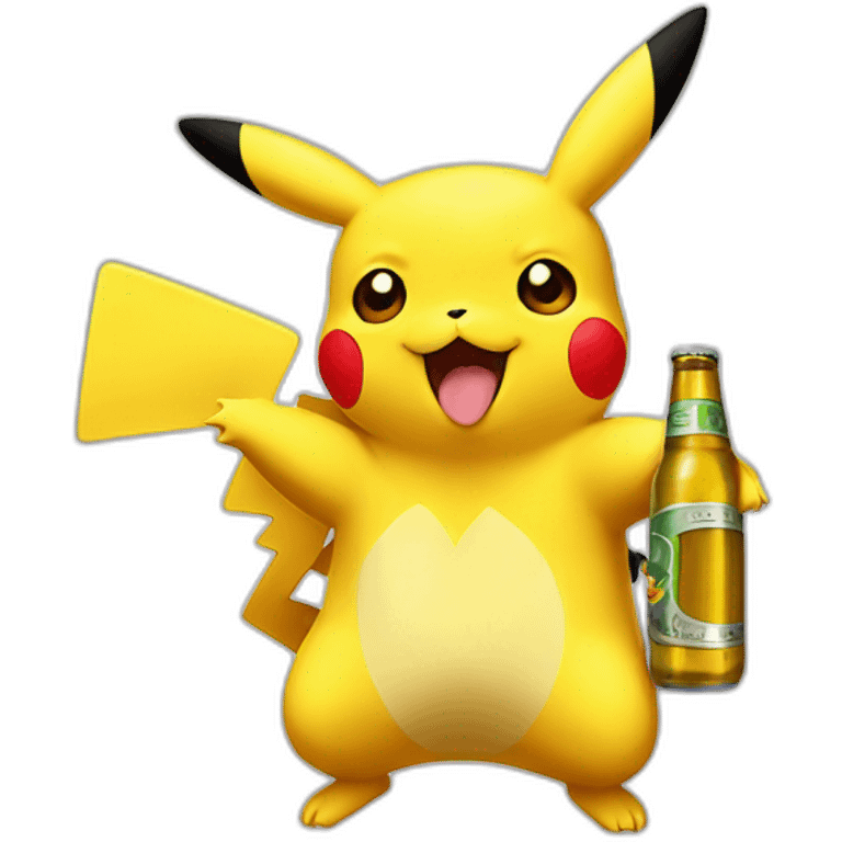 Pikachu buvant une bière emoji