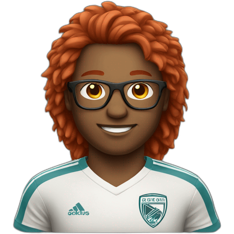 Soccer player with glasses and red hair emoji