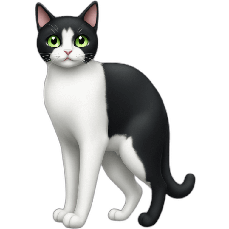 happy tuxedo cat green eye whole body emoji