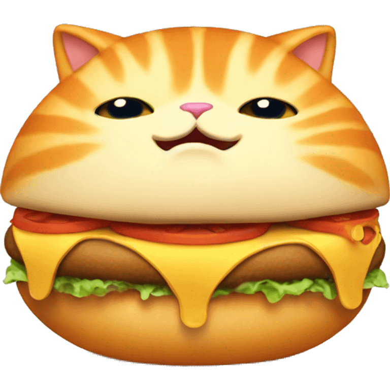 Fat orange cat eating a hamburger  emoji