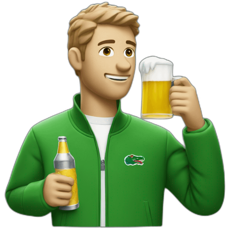 Lacoste white friends man drinking beer with windbreaker emoji