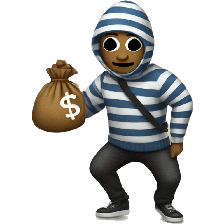 emoji robber with striped sweater holding money bag emoji