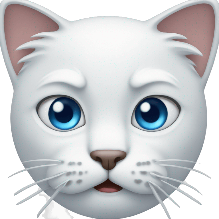 angry white cat emoji blue eyes emoji