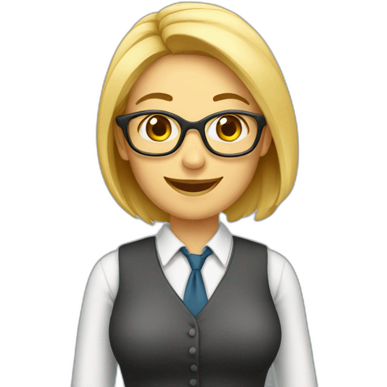 Teacher woman happy with classe emoji