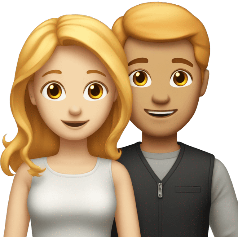 A red-haired girl and blonde-haired man loves  emoji