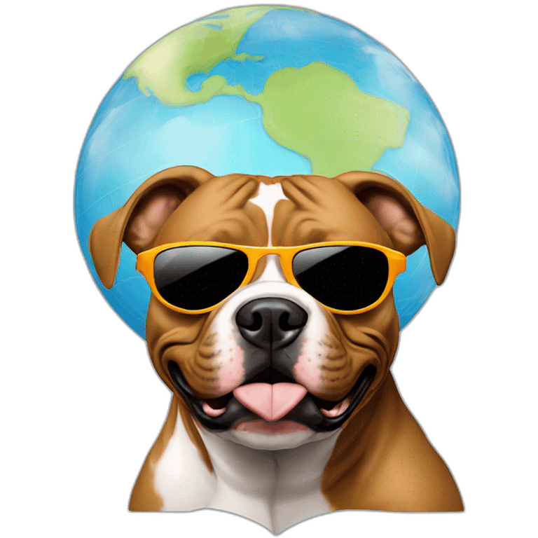 Pitbull Armando Christian Pérez wearing sunglasses with globe in background emoji