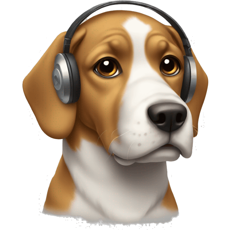 a dog with headphones that thinks emoji