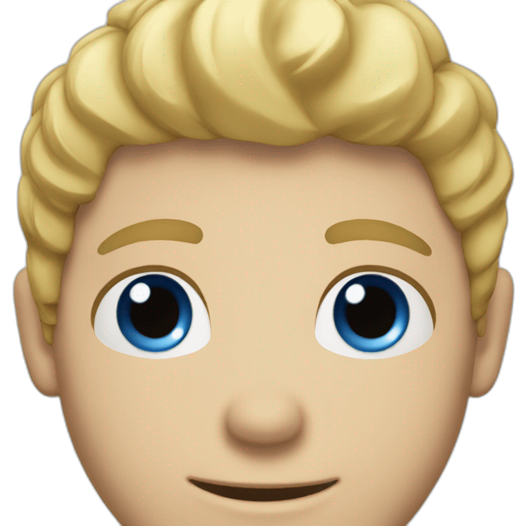 male, blue eyes, blonde hair, blue shirt, oversized head emoji