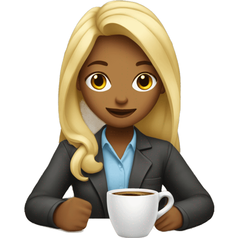 blond hair girl workin in a coffee shop emoji