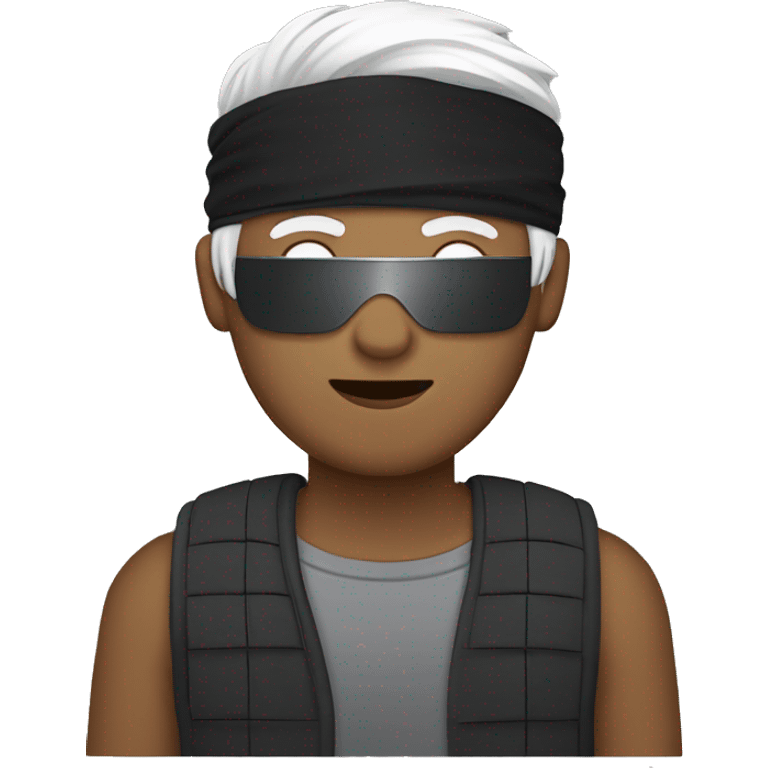 guy with black blindfold  and white hair￼ emoji