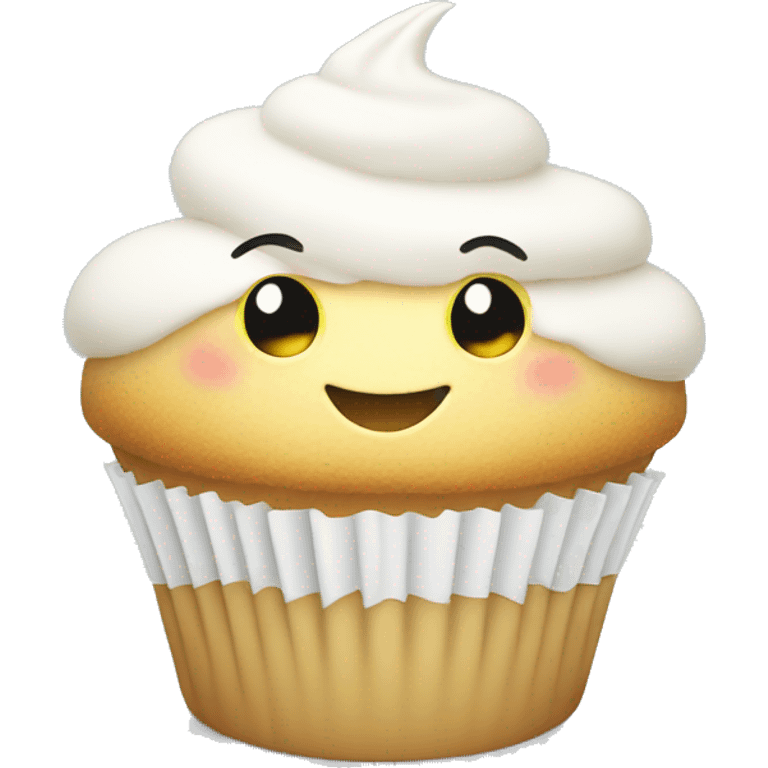 White cupcake with a happy face emoji