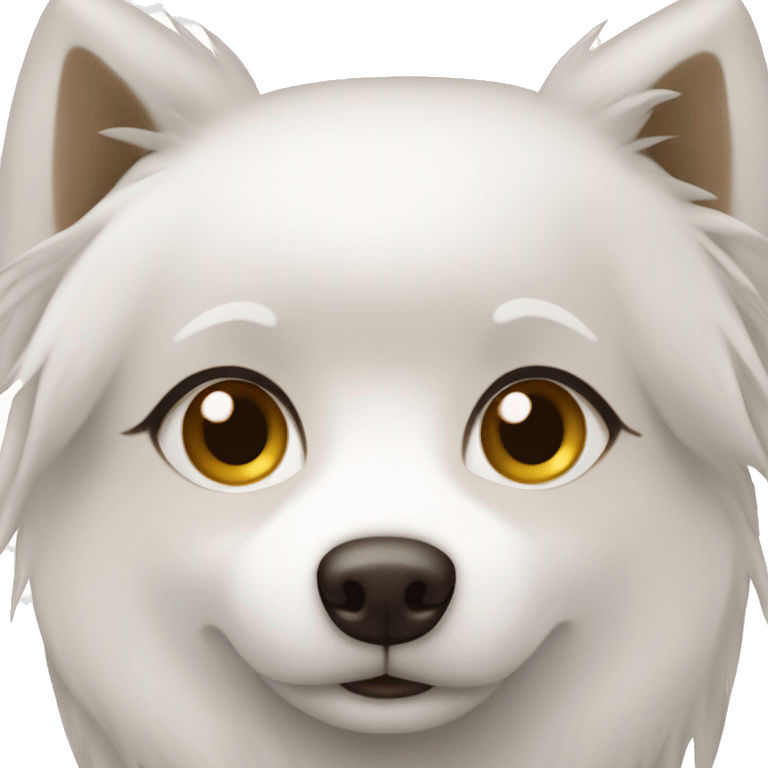 Japanese spitz dog walk brown hair girl emoji