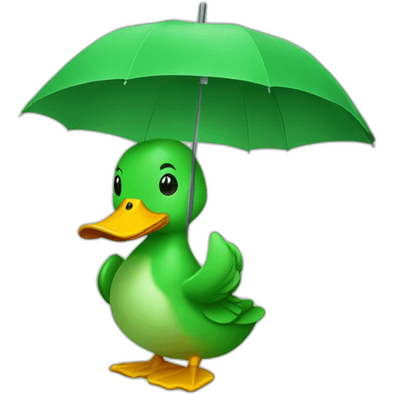 green duck holding an umbrella emoji