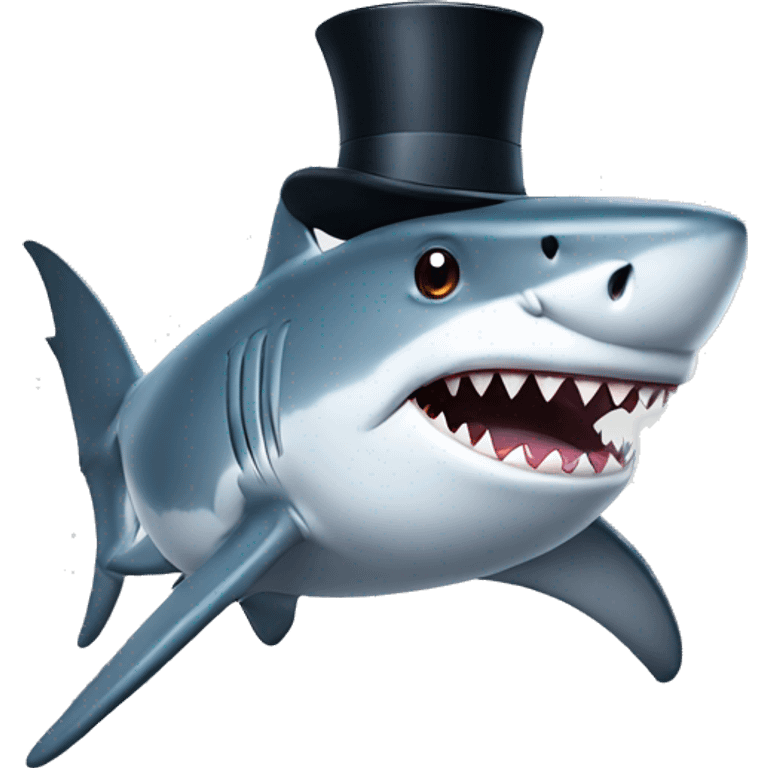 Shark with a top hat emoji