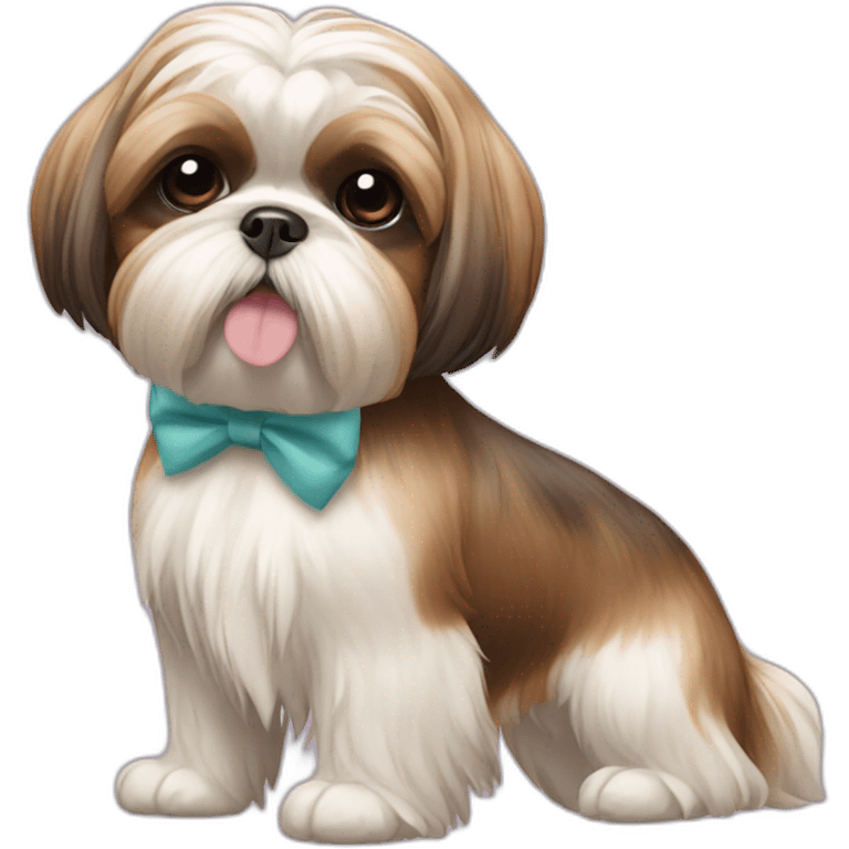 Dog Shih Tzu with a bow on head full-body emoji