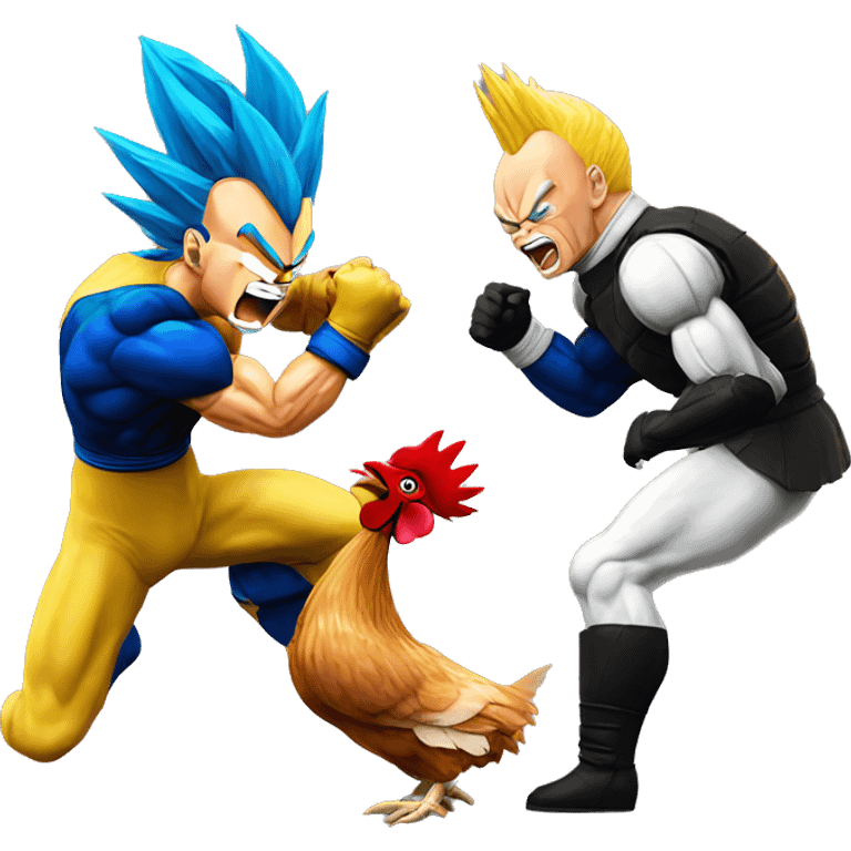 Vegeta fighting a chicken emoji