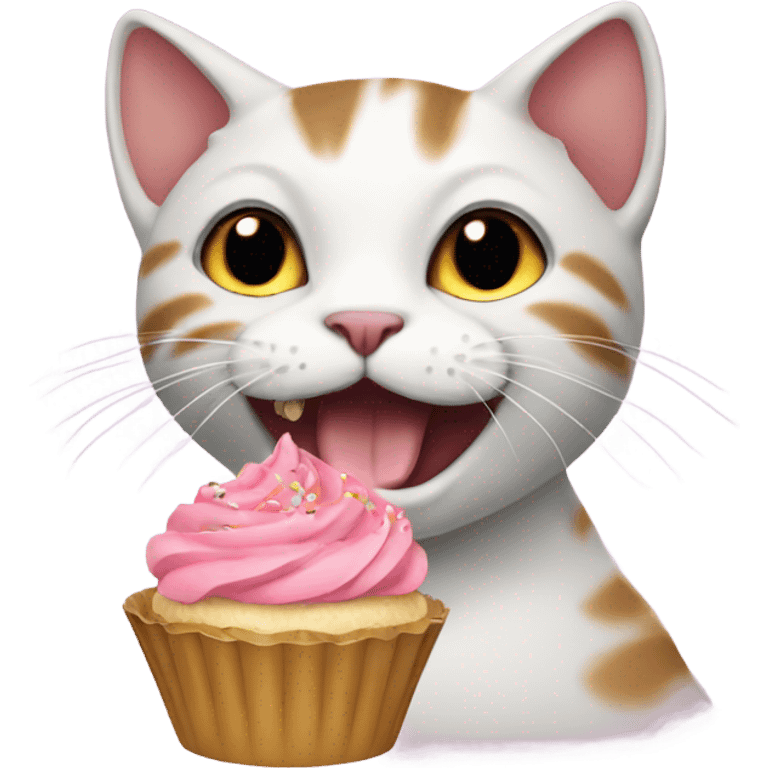 Cat eating cupcake emoji