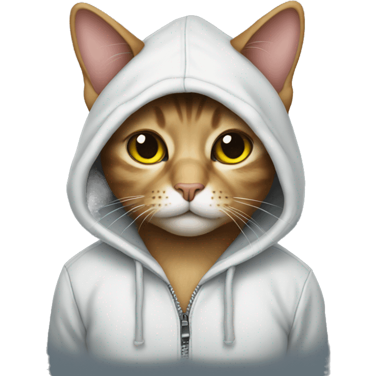 cat with a hoodie and glass and boots emoji