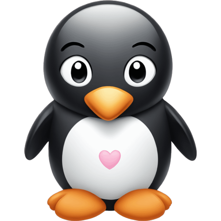 Penguin with light pink hearts emoji