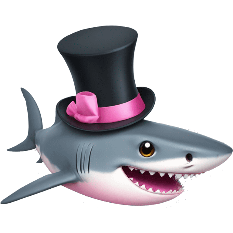 Shark with a pink top hat  emoji