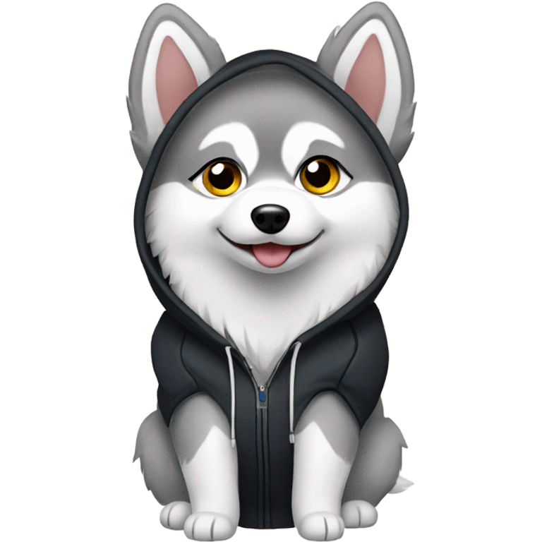 Pomsky wearing a hoodie emoji